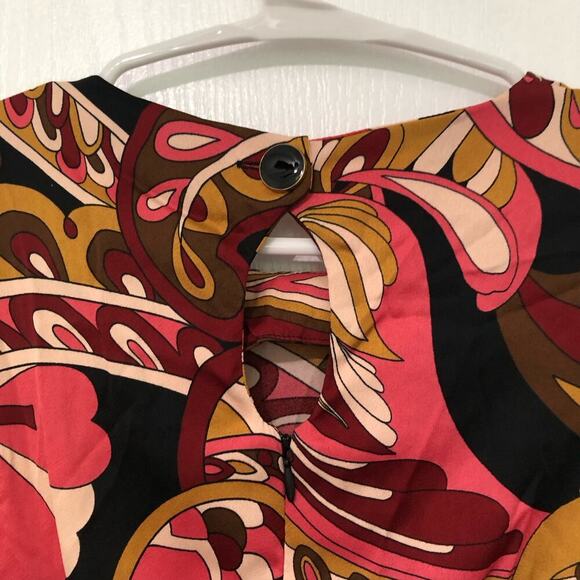 Mango Women's Blouse Top 3/4 Sleeve Round Neck Paisley Multi Size 0‎ NWT - Picture 8 of 9